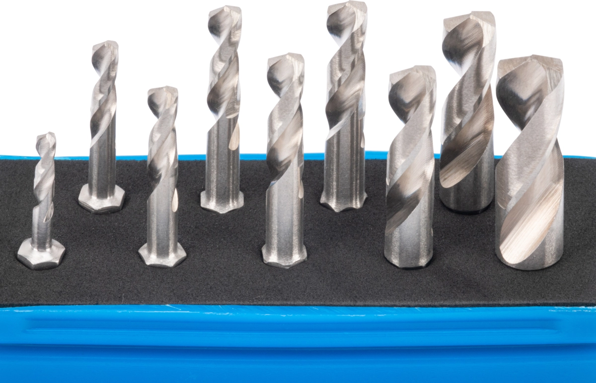 Twist Drill Bit Set, HSS-G M2, 1/4" hex shank, 9 pcs.