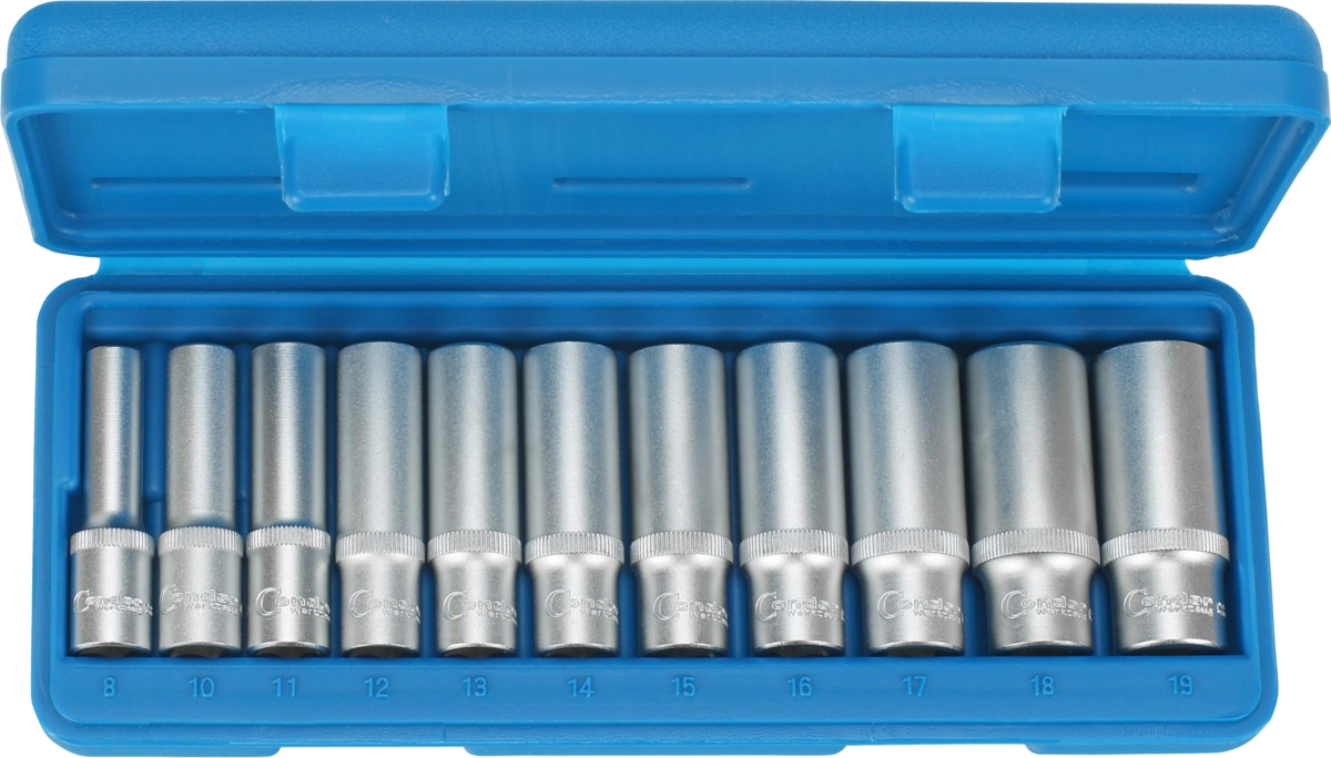 Deep Socket Set, 11 pcs., 3/8", hex 8-19 mm