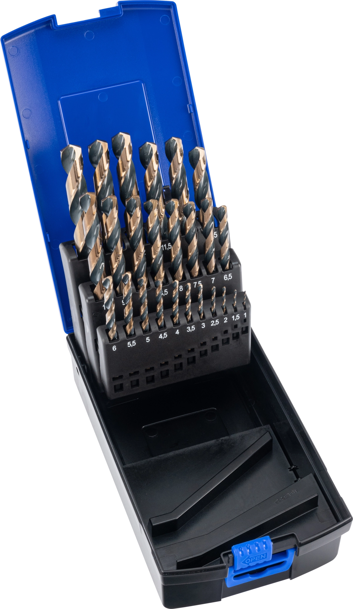 Spiralbohrer-Satz, HSS-G schwarz-oxid, 25-tlg., 1-13 mm