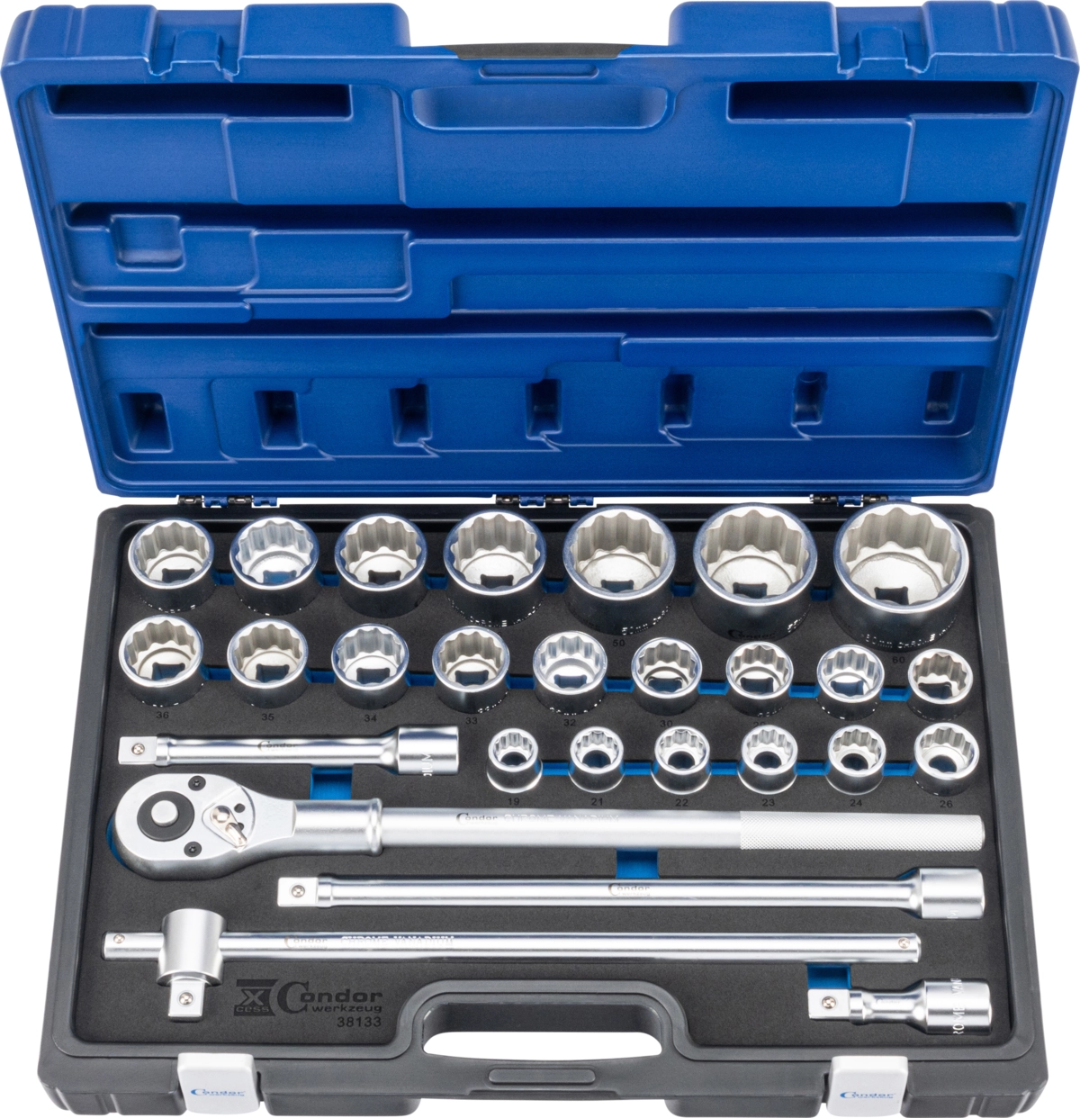 Socket Set, 27 pcs., 3/4", bi-hex 19-60 mm