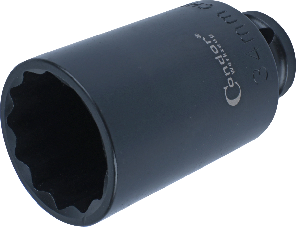 Drive Shaft Socket, 1/2", CrMo, bi-hex 34 mm