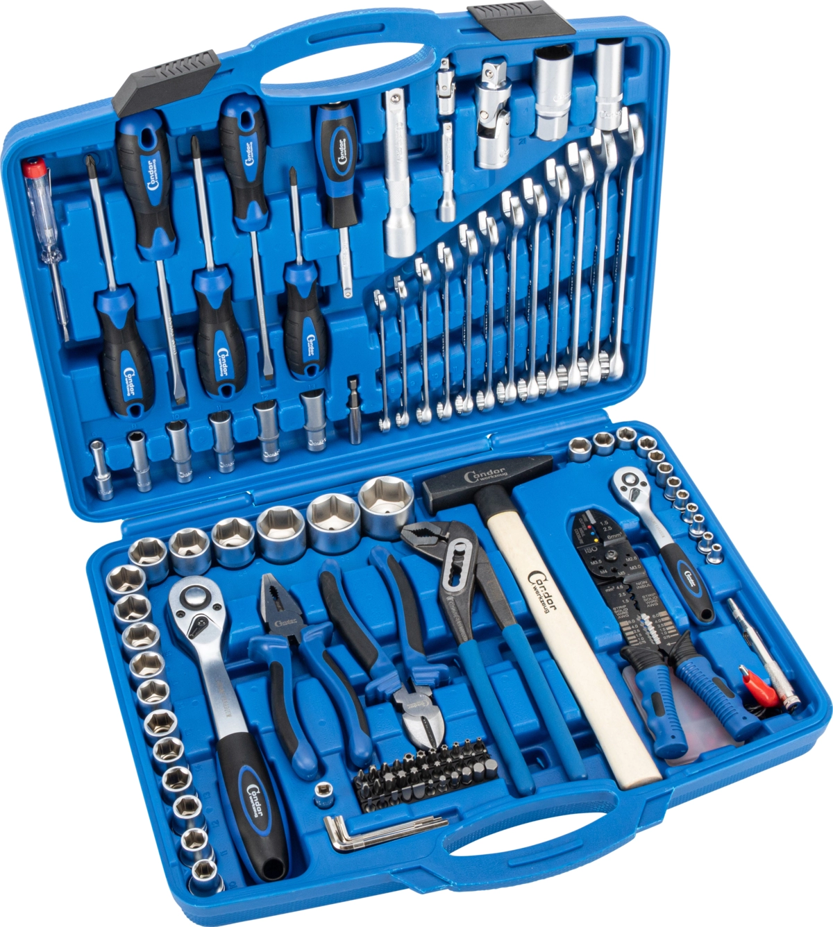 Werkzeugkoffer, 156-tlg., 1/4+1/2", 6-kant 4-32 mm