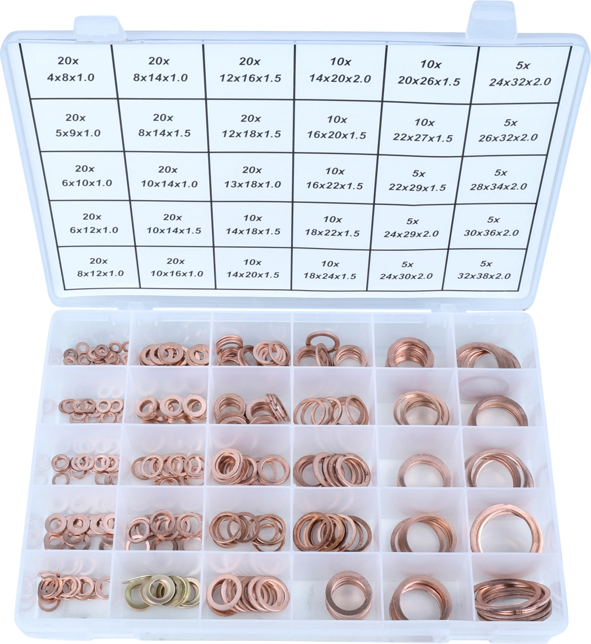 Assortimento anelli in rame, 390 pezzi