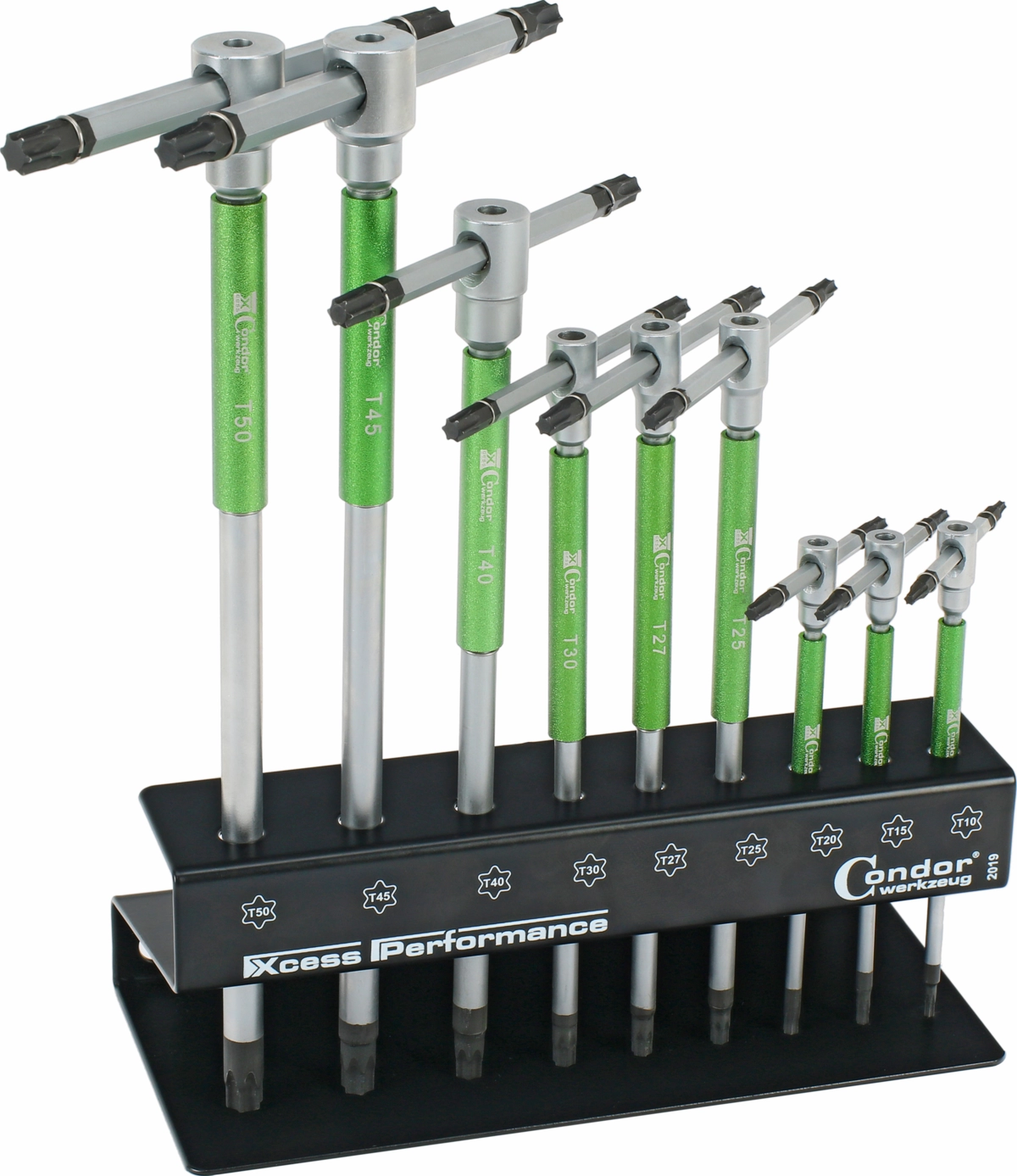 3-Wege T-Griff Schraubendreher-Satz, xcess perf., 9-tlg., T-Profil T10-50