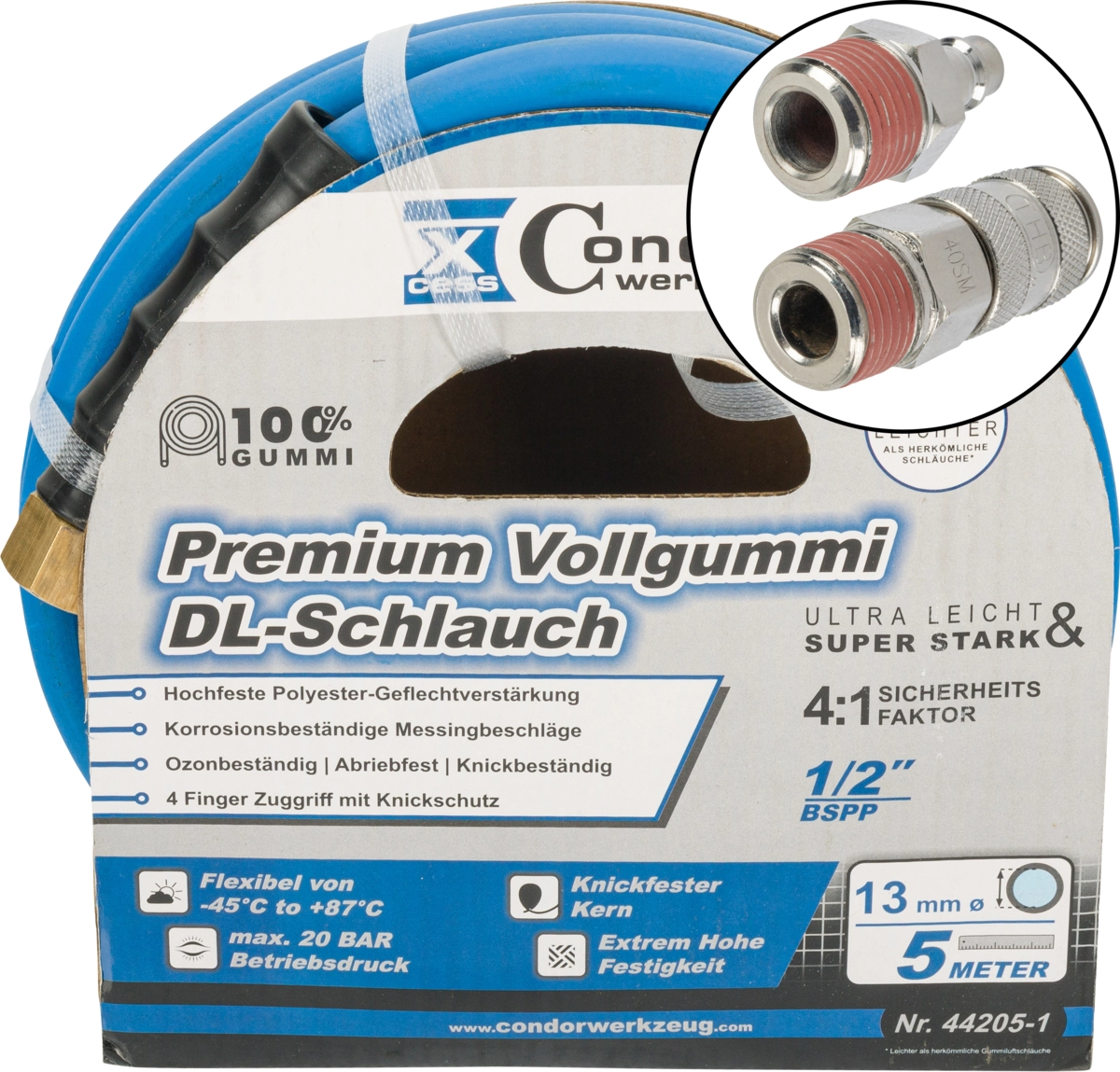 Druckluft-Schlauch, High-End-Voll-Gummi, ø 13 mm x 5 m
