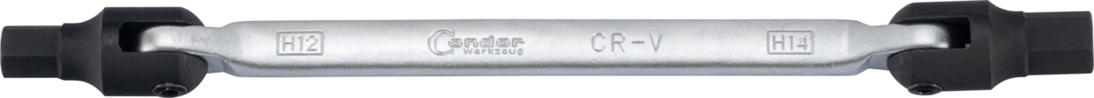 Double Flexible Head Wrench, hex 12x14 mm