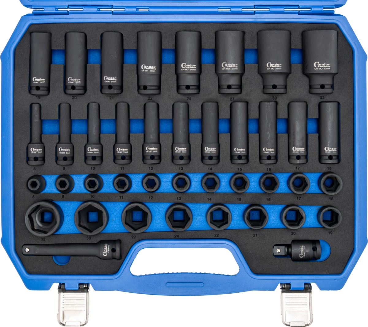 Krafthylsor Set, 40 del., 1/2", CrMo, 6-kant 8-32 mm