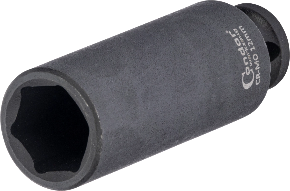 Douille impact, 1/4 ", 6 pans 12 mm, profondeur