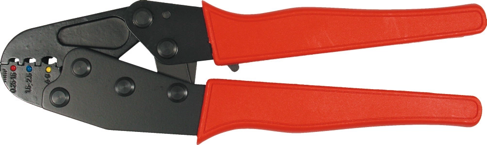 Pinza crimpatrice a cricco per connettori isolati 0,25-6 mm²