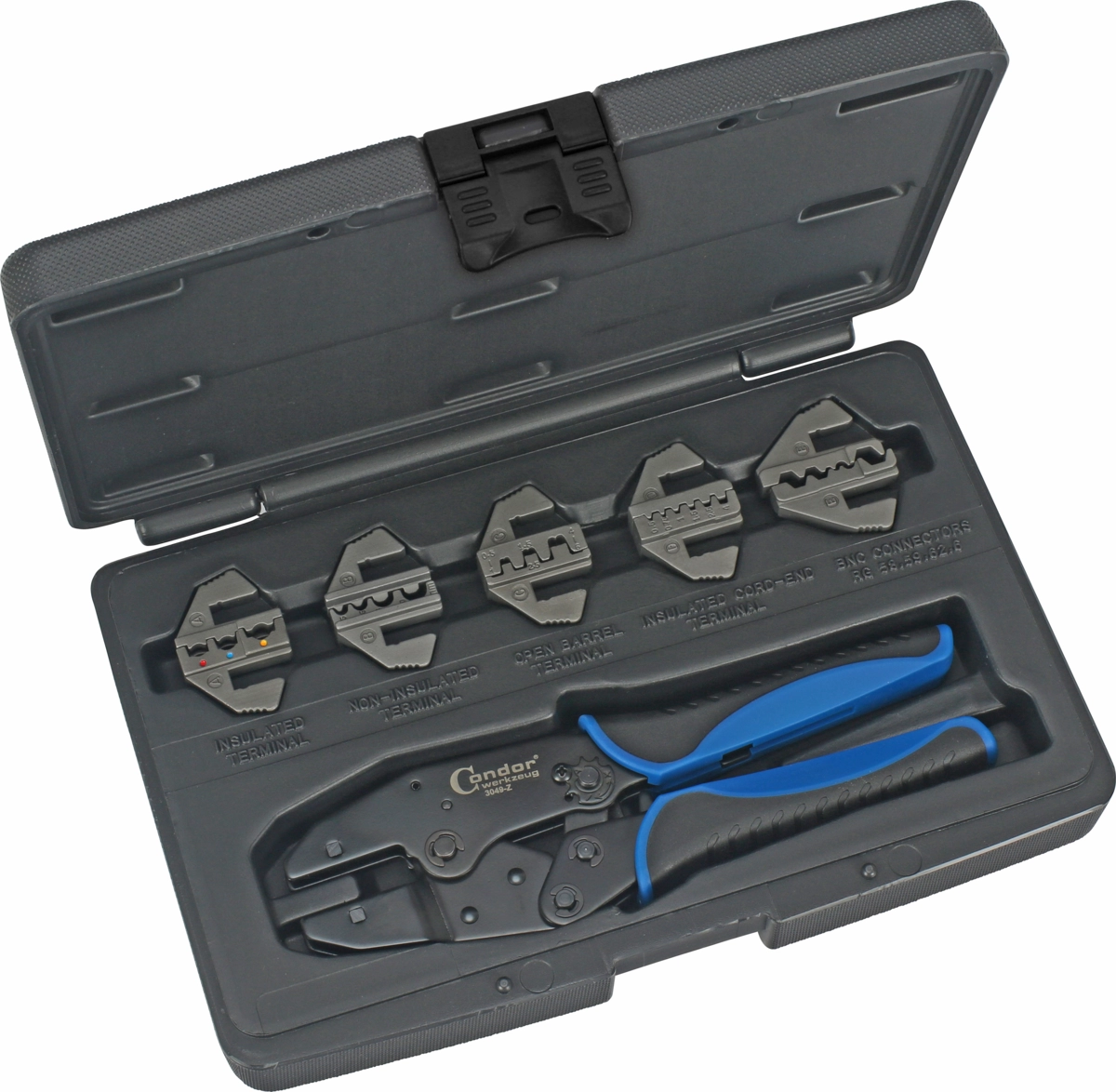 Jeu de pinces à sertir, fonction cliquet, 5 paires de mors