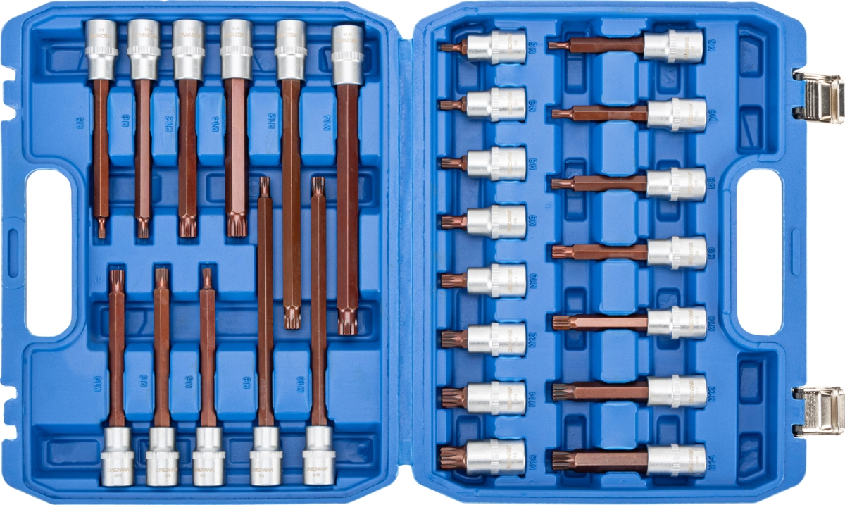 Socket Bit Set, 26 pcs., 1/2", spline M5-16
