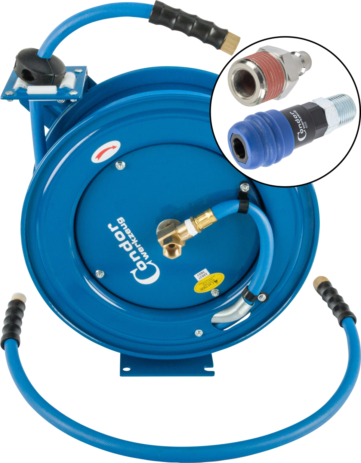 Druckluft-Schlauch, automatische Aufrollung, ø 13 mm x 15 m, 2-Stufen-Kupplung
