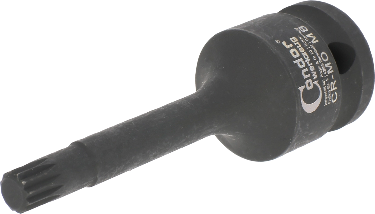 Krafthylsa Bit, 1/2", spline M8x78 mm