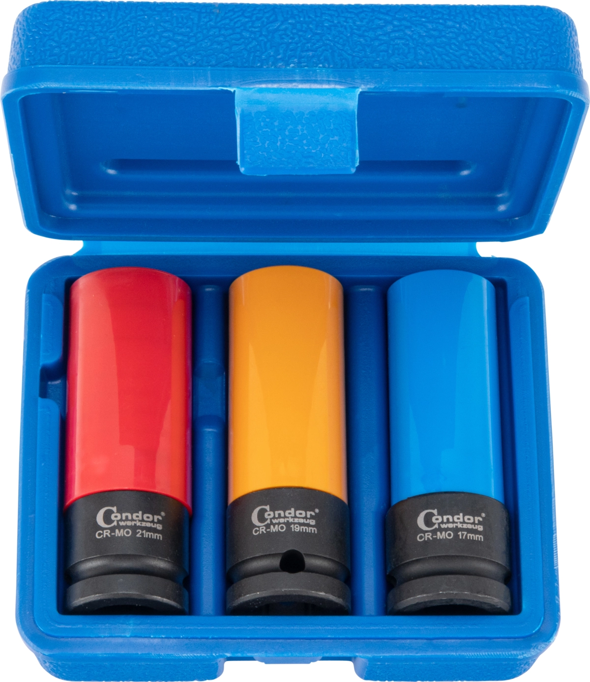 Radmuttern-Einsätze, 3-tlg., 1/2", 85 mm, CrMo, 6-kant 17-21 mm