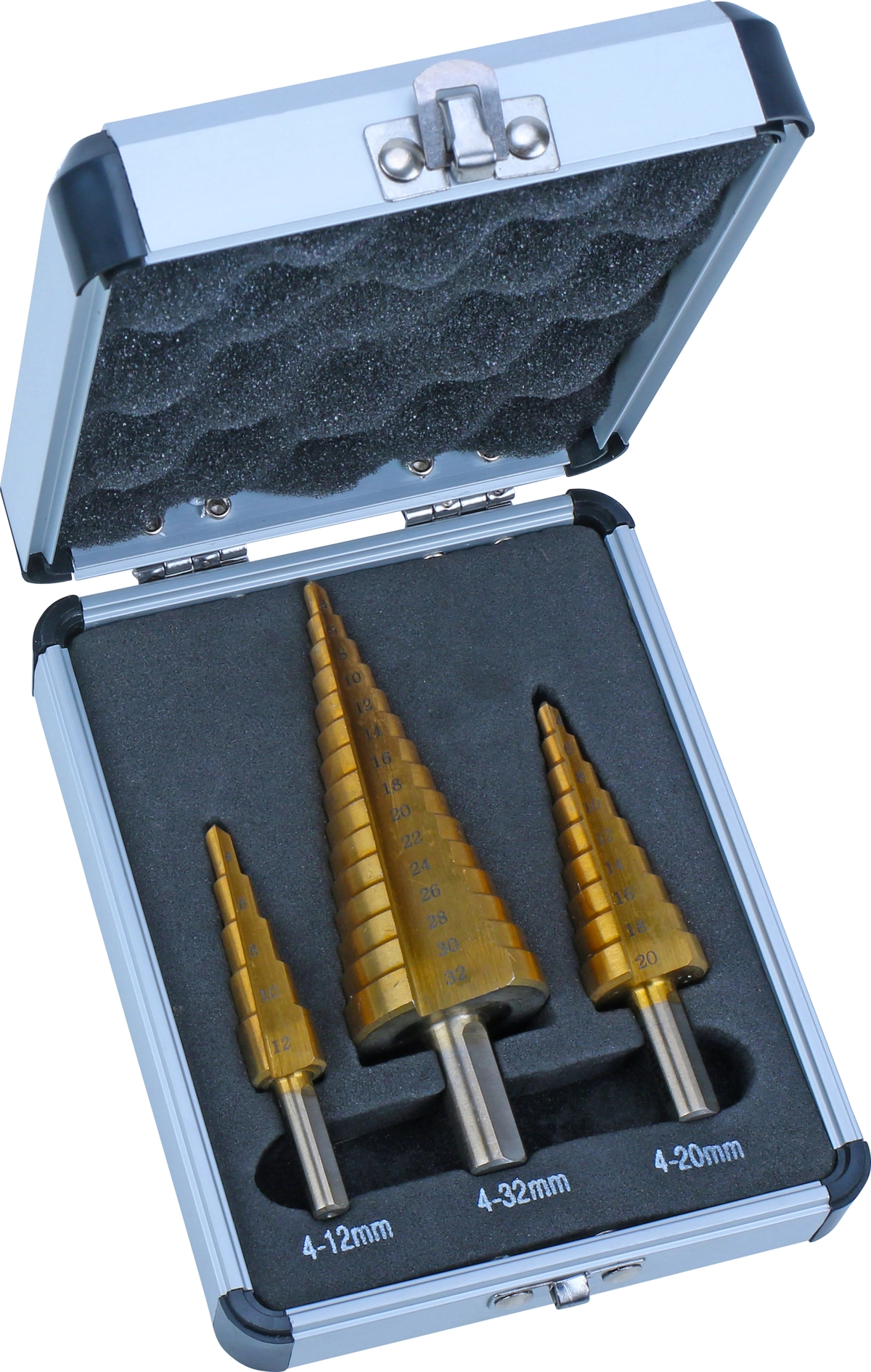 Stufenbohrer-Satz, 3-tlg., HSS, 4-12 / 4-20 / 4-32 mm