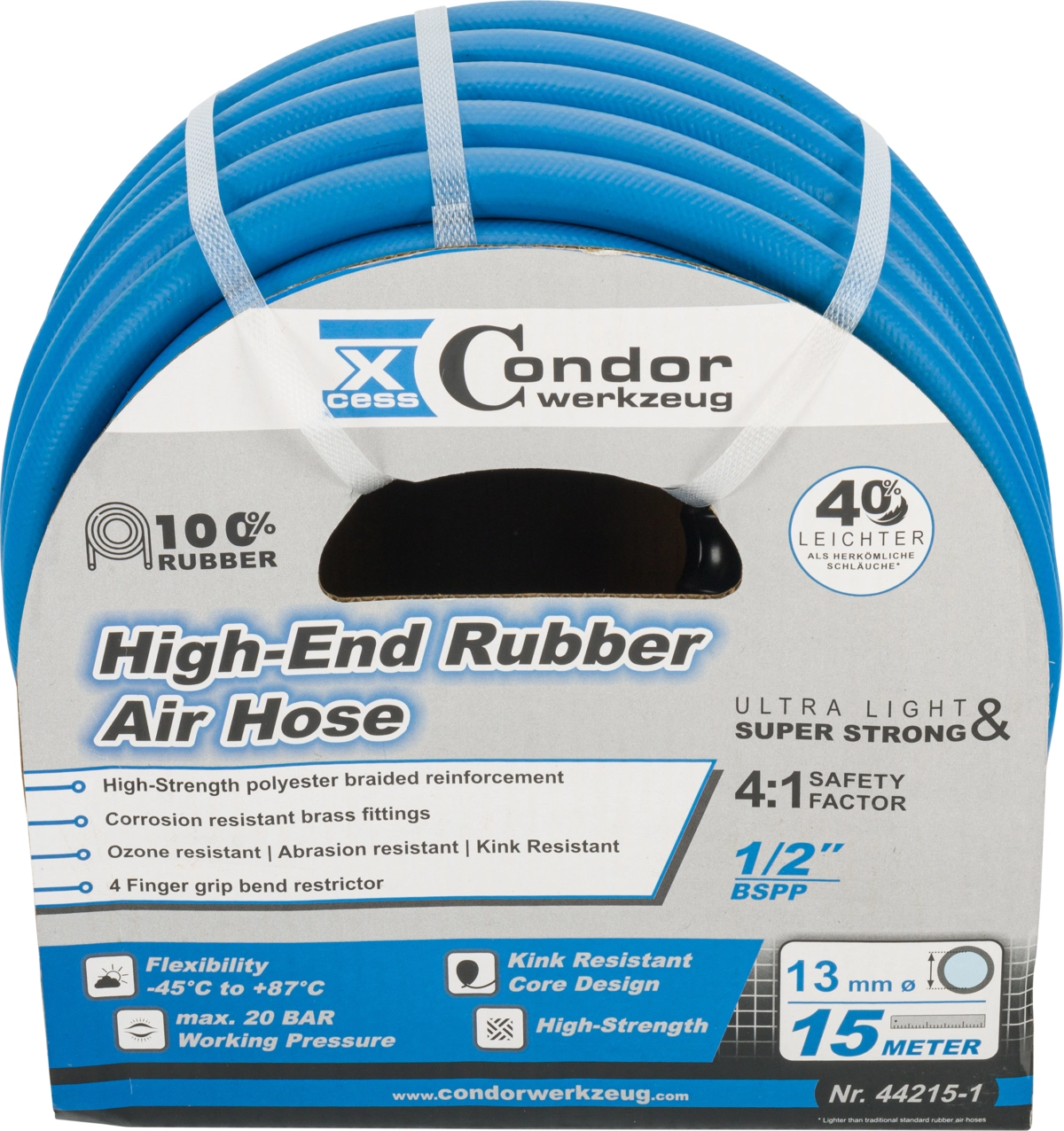 Air Hose, high-end rubber, ø 13 mm x 15 m, without coupler