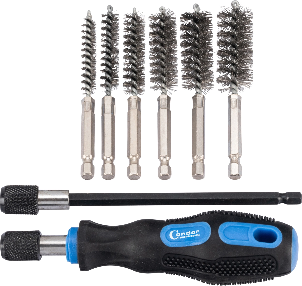 Bore Brush Set, 8 pcs., steel, ø 8-19 mm