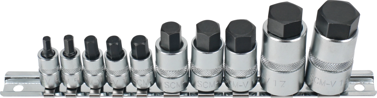 Bit-Stecknüsse, 10-tlg., extra kurz, Innensechskant 4-19 mm