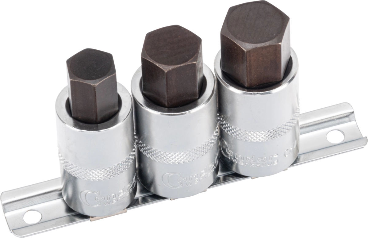 Socket Bit Set, xcess performance, 3 pcs., 1/2", hexagon 14-19 mm