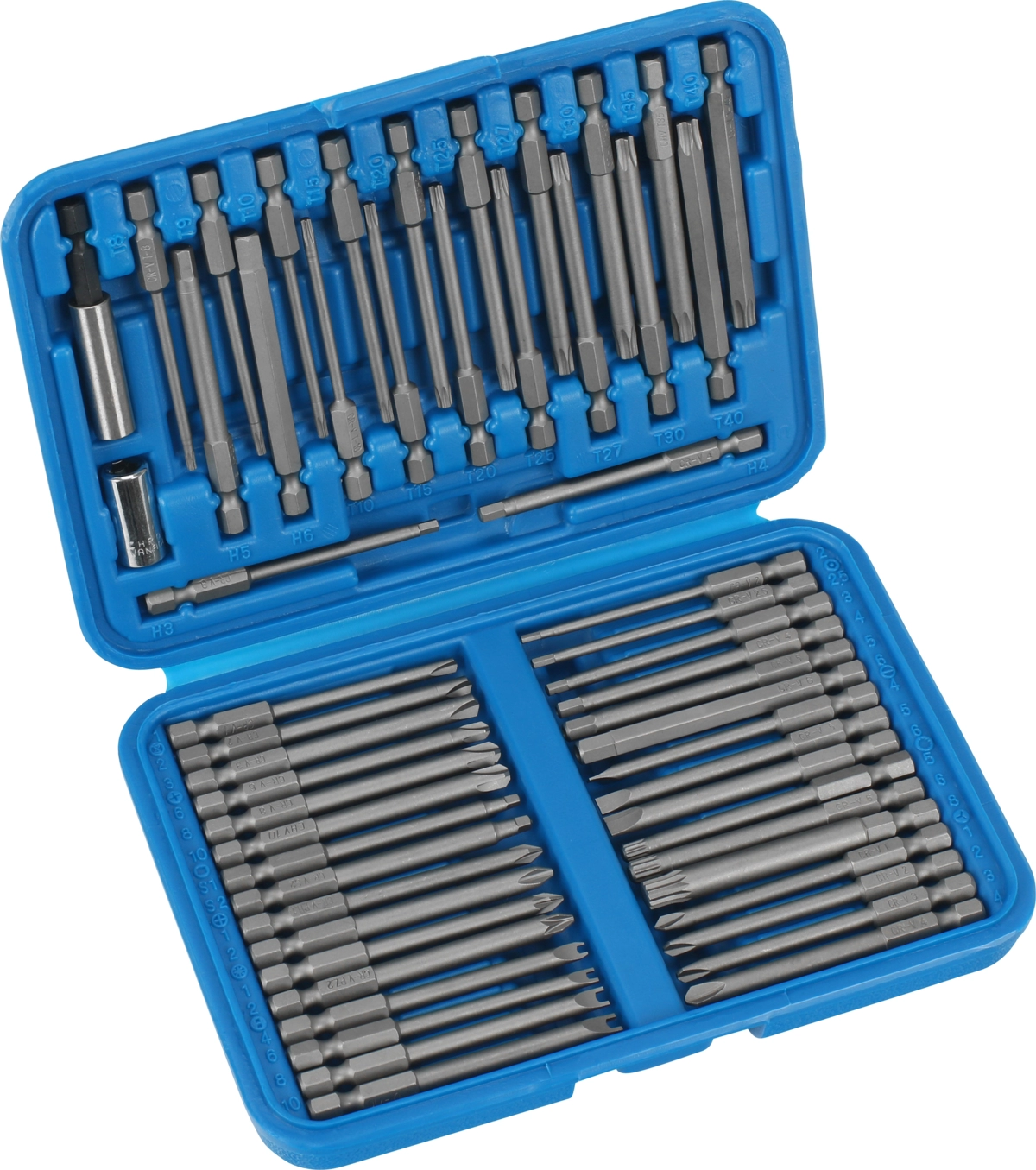 Sicherheitsbit-Sortiment, 55-tlg., 1/4", 75 mm