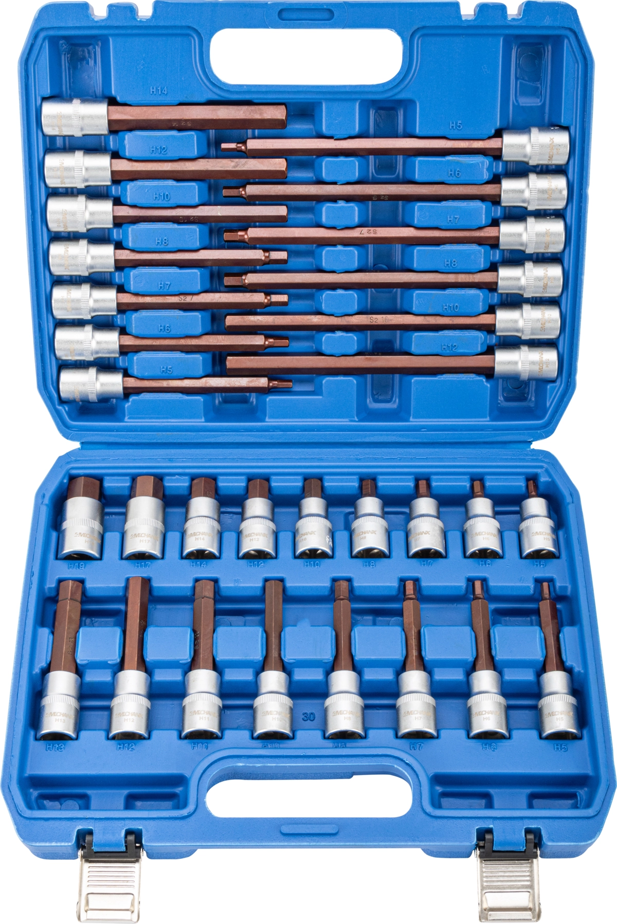 Socket Bit Set, 30 pcs., 1/2", hex 5-19 mm