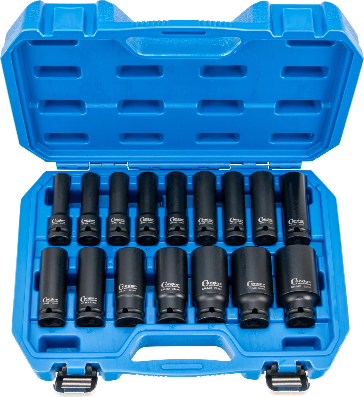 Deep Impact Socket Set, 16 pcs., 1/2", CrMo, hex 10-32 mm