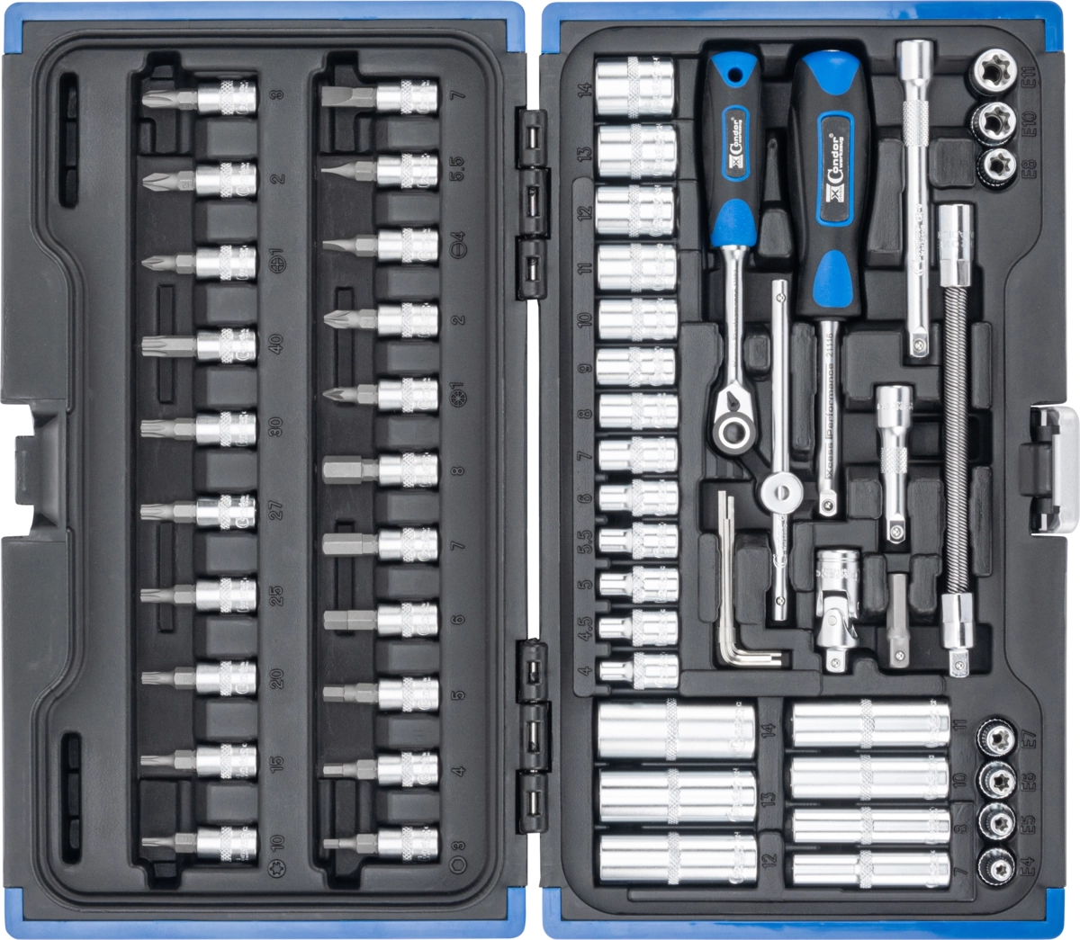 Steckschlüssel-Satz, 60-tlg., 1/4", 6-kant 4-14 mm