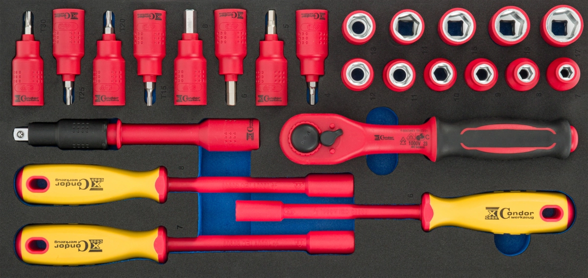 VDE Hylsa Set i Foam 1/3, 24 del., 3/8"