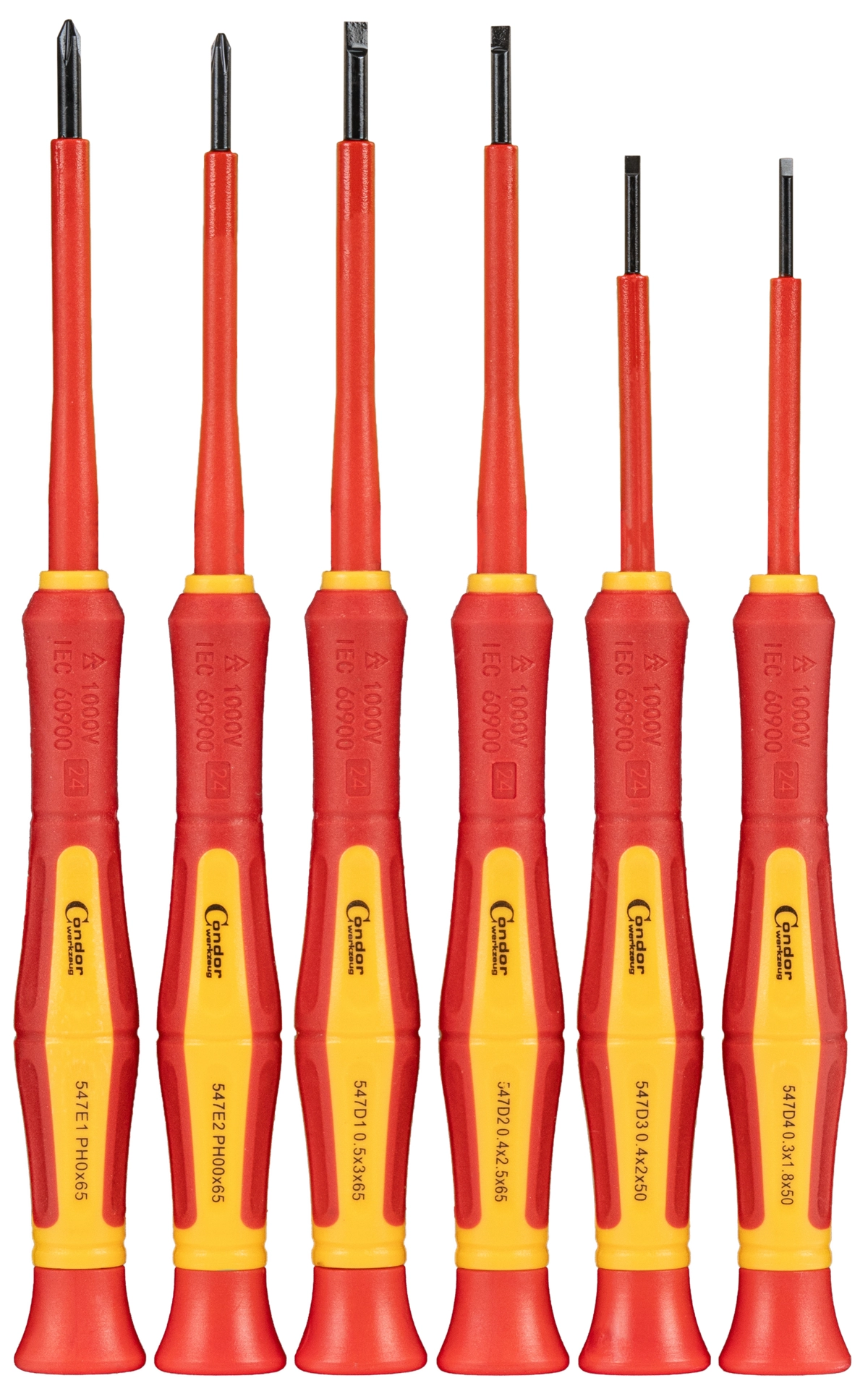 Electronic Screwdriver Set, VDE, 6-pcs., plain + cross slott