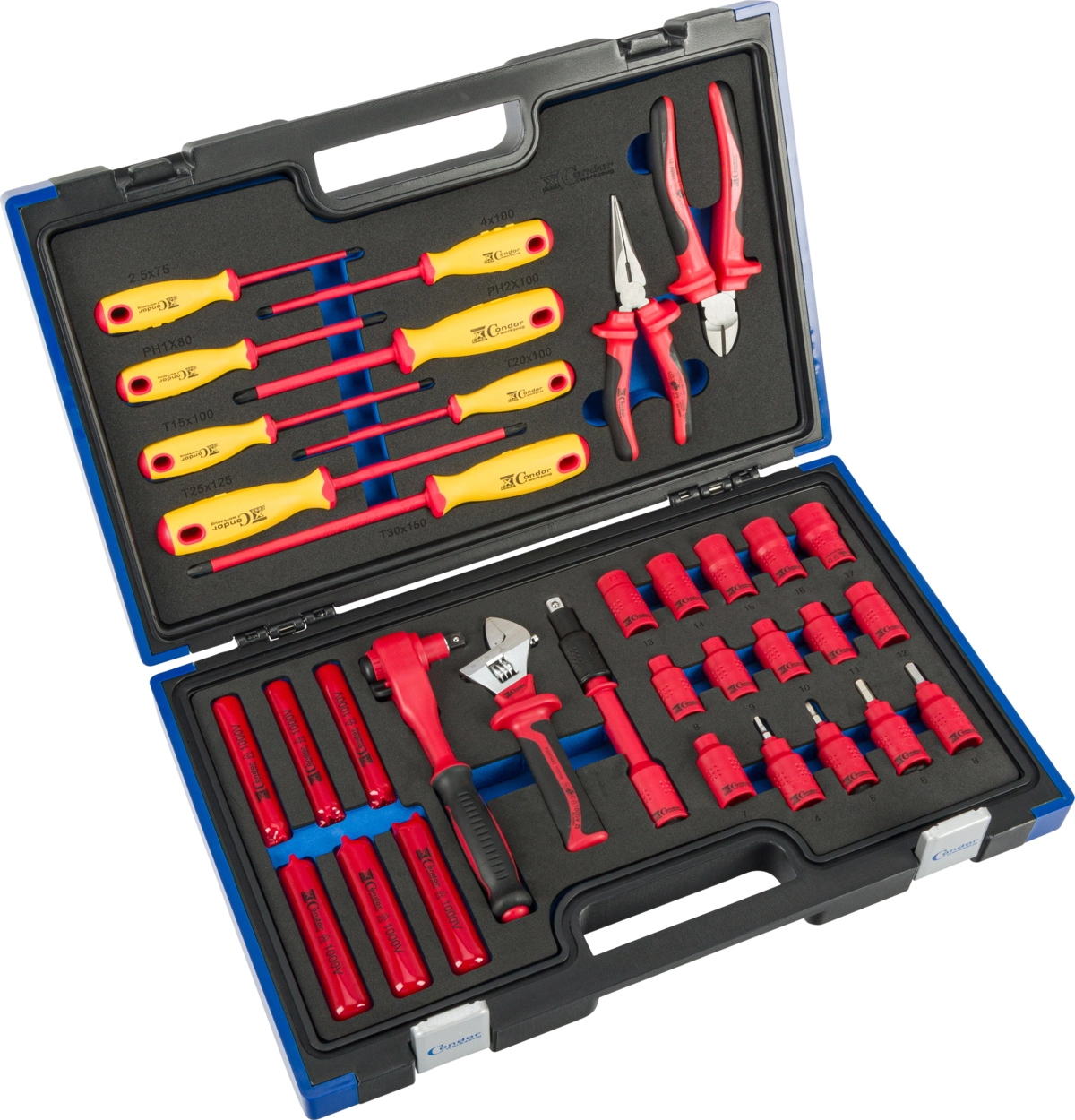 VDE Werkzeugkoffer, 3/8", 34-tlg.