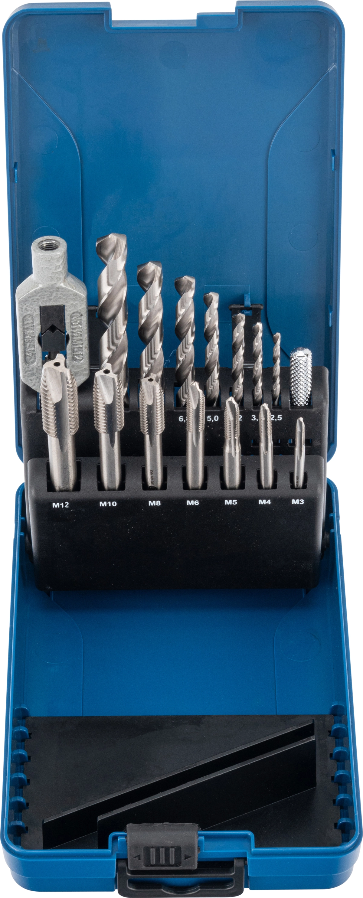 Tap and Drill Set, 15 pcs., HSS, M3-M12 / 2.5-10.2 mm