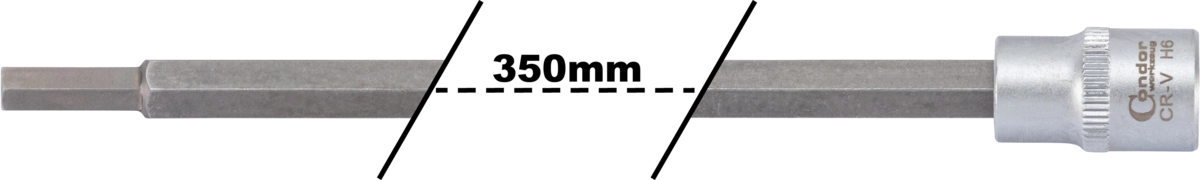 Bit-Stecknuss, extra lang, 3/8", Innensechskant 6x350 mm