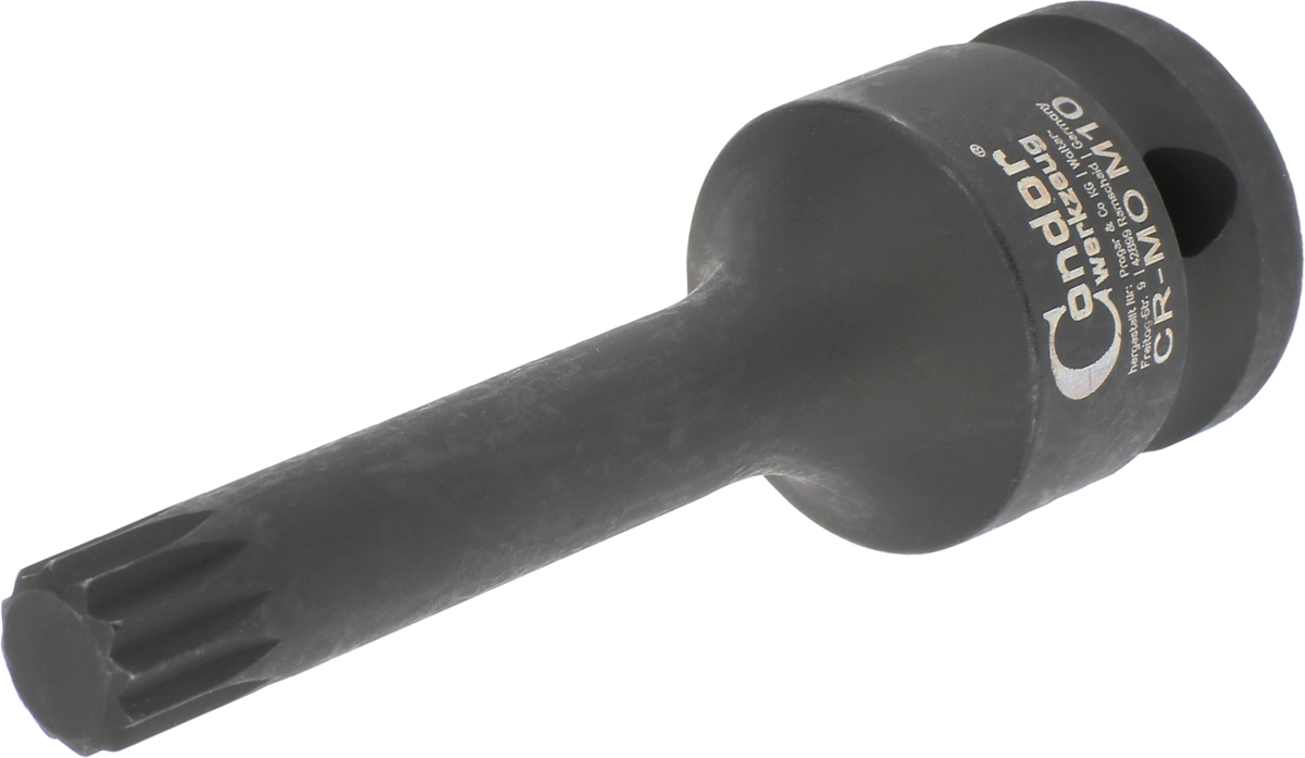 Impact Socket Bit, 1/2", spline M10x78 mm