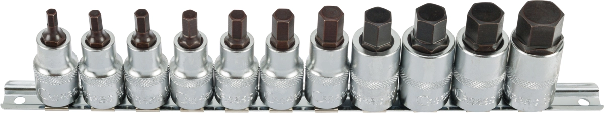 Socket Bit Set,11 pcs., 1/2", hex inch 3/16-3/4"