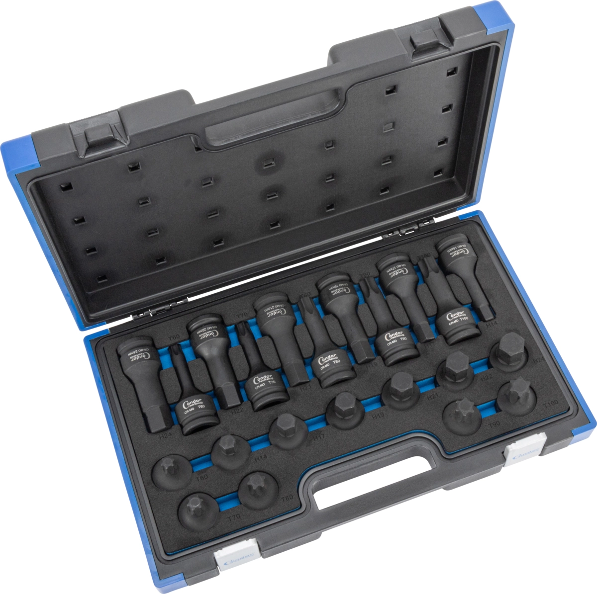 Impact Socket Bit Set, 22 pcs., 3/4", tx-star / hexagon