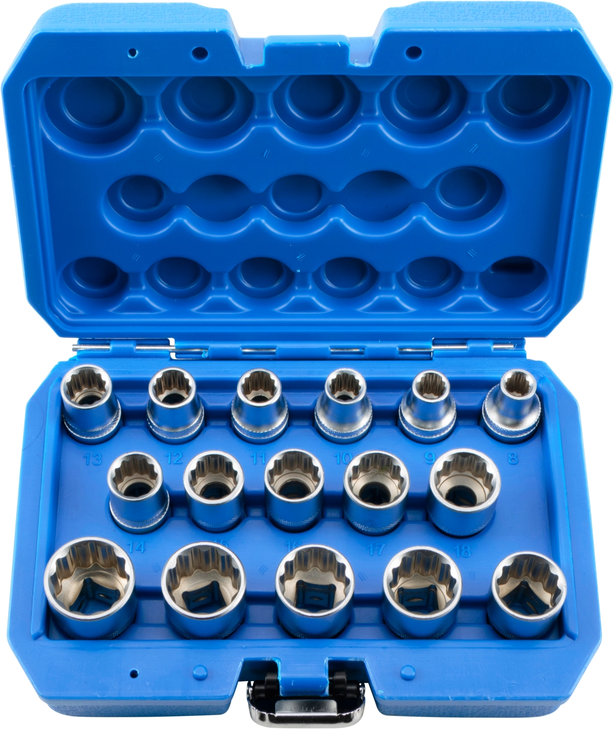 Socket Set, 16 pcs., 1/2", bi-hex 8-24 mm