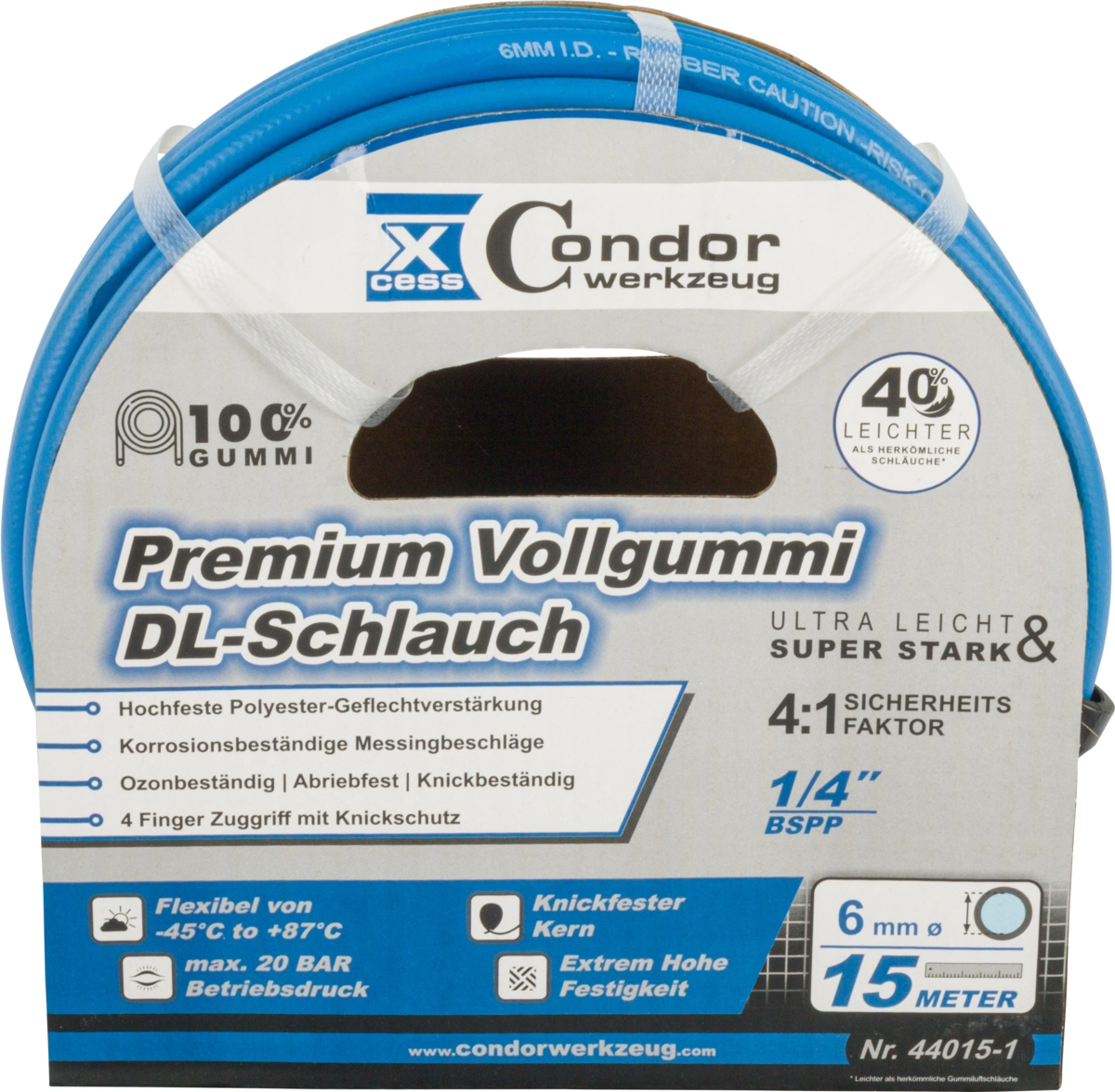 Druckluft-Schlauch, High-End-Voll-Gummi, ø 6 mm x 15 m
