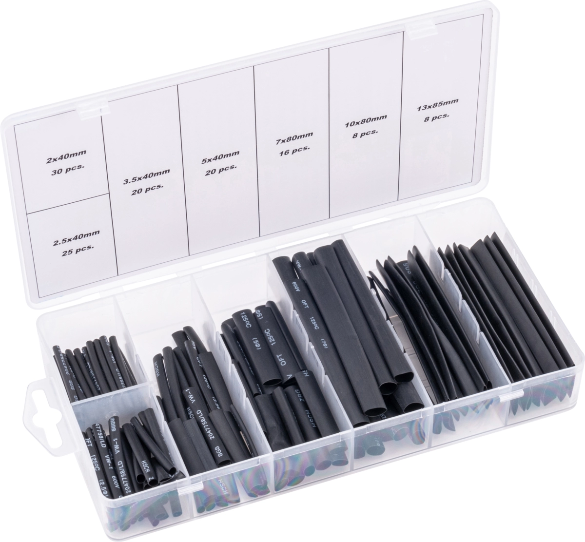 Heat Shrink Tubing Assortment, black, 127 pcs.