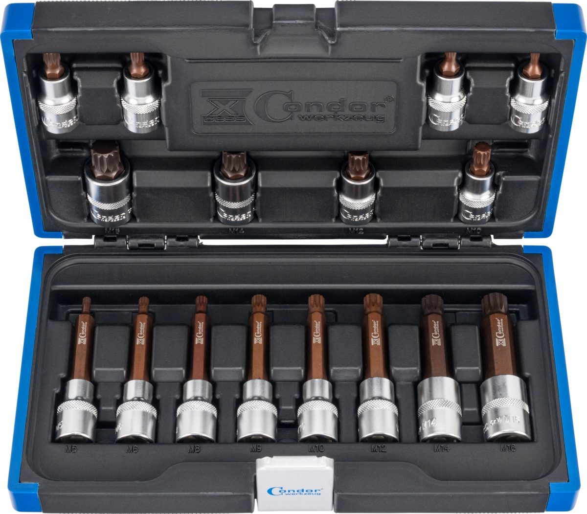 Socket Bit Set, 16 pcs., 1/2", spline M5-16