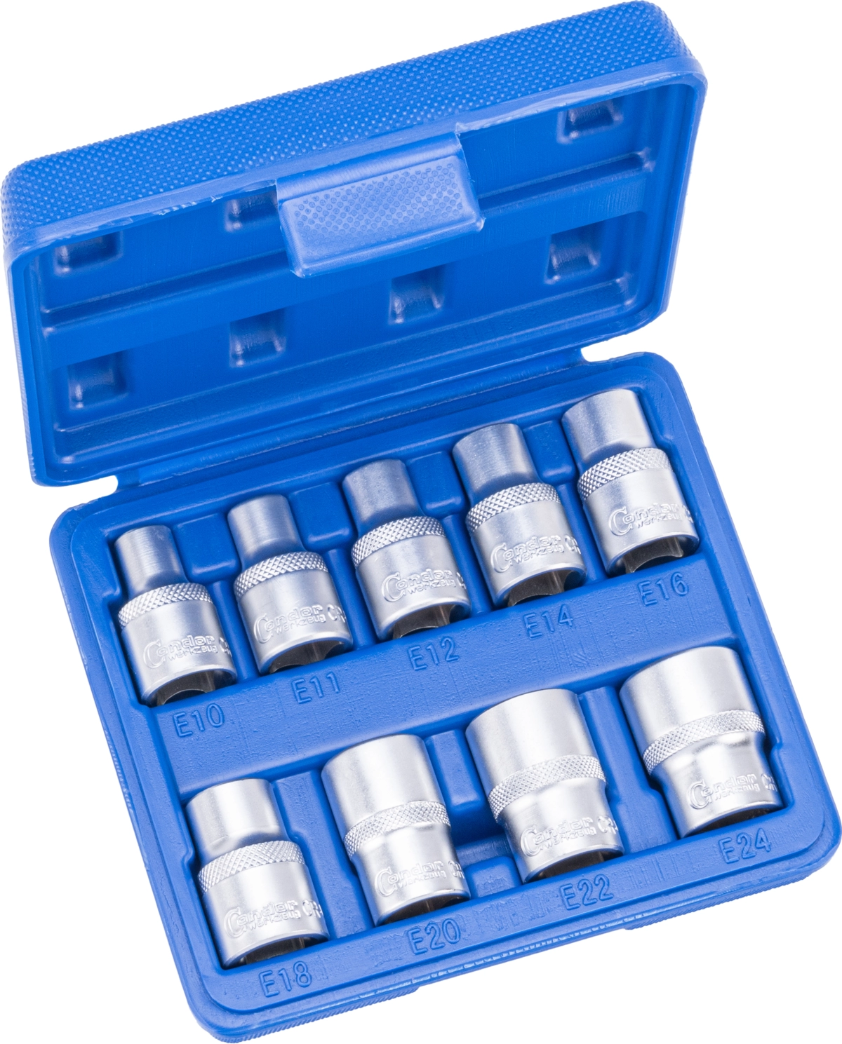 Socket Set, 9 pcs., 1/2", tx-star E10-24