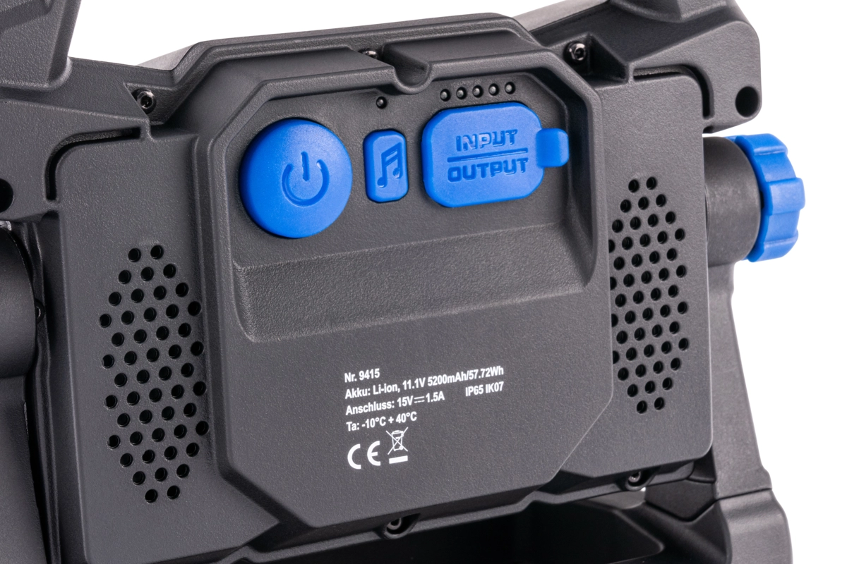 Akku-Arbeitsleuchte, Bluetooth Lautsprecher, COB-LED