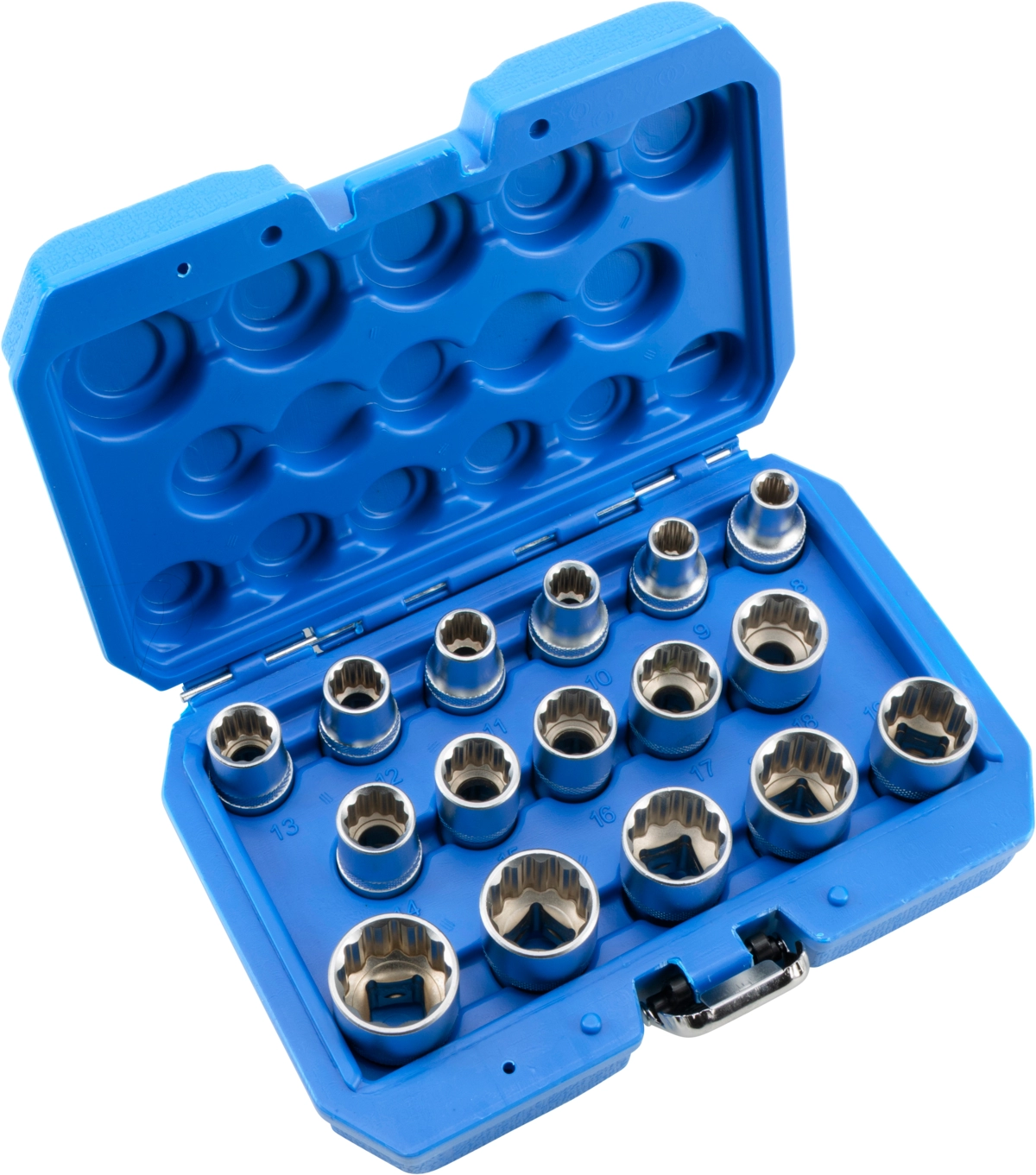 Socket Set, 16 pcs., 1/2", bi-hex 8-24 mm