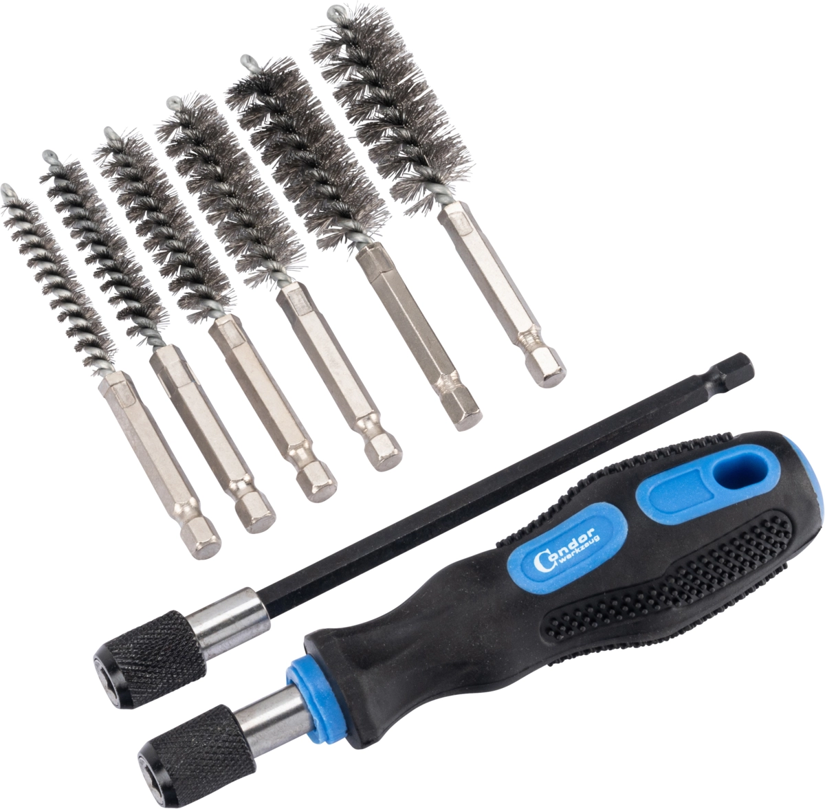 Bore Brush Set, 8 pcs., steel, ø 8-19 mm