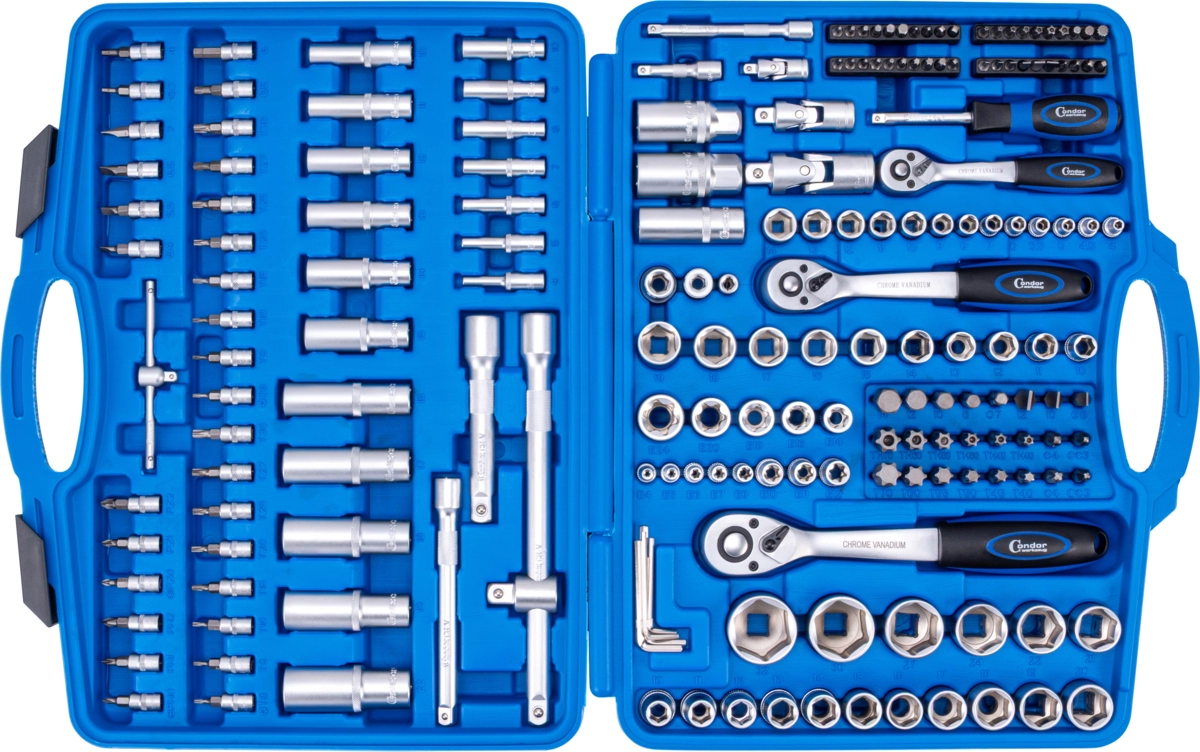 Hylsset, 191 del., 1/4+3/8+1/2", 6-kant 4-32 mm