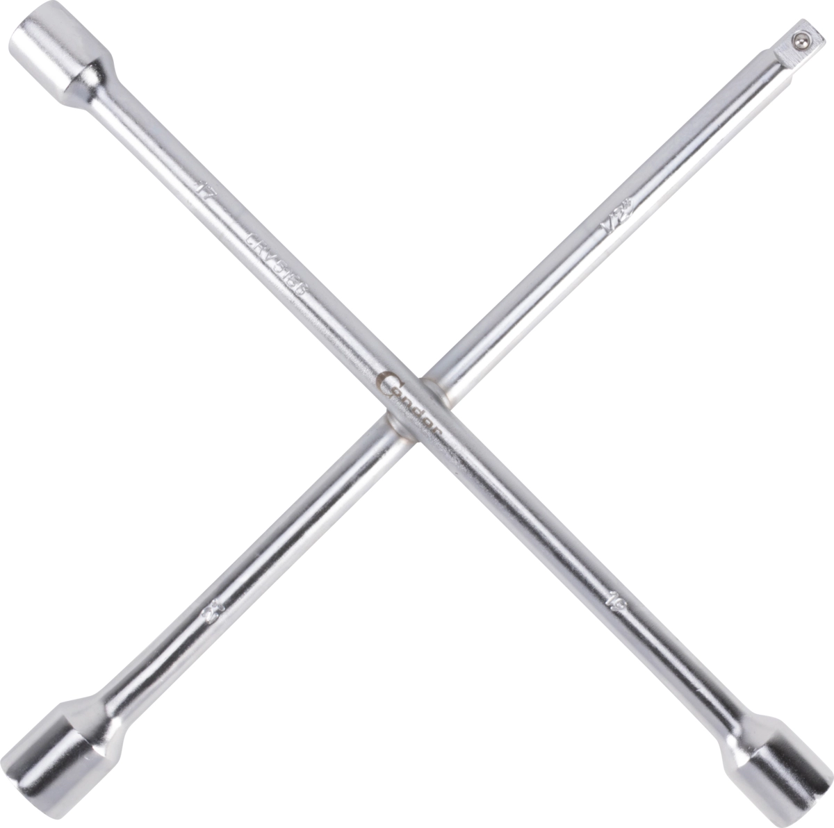 PKW-Kreuzschlüssel, DIN 899, 17x19x21 + 1/2"-Aussenvierkant