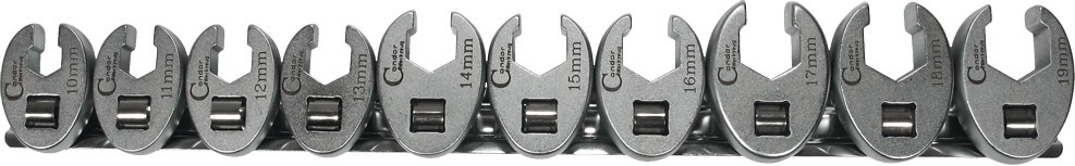 Hahnenfuss-Schlüssel-Satz, 10-tlg., 3/8", 10-19 mm