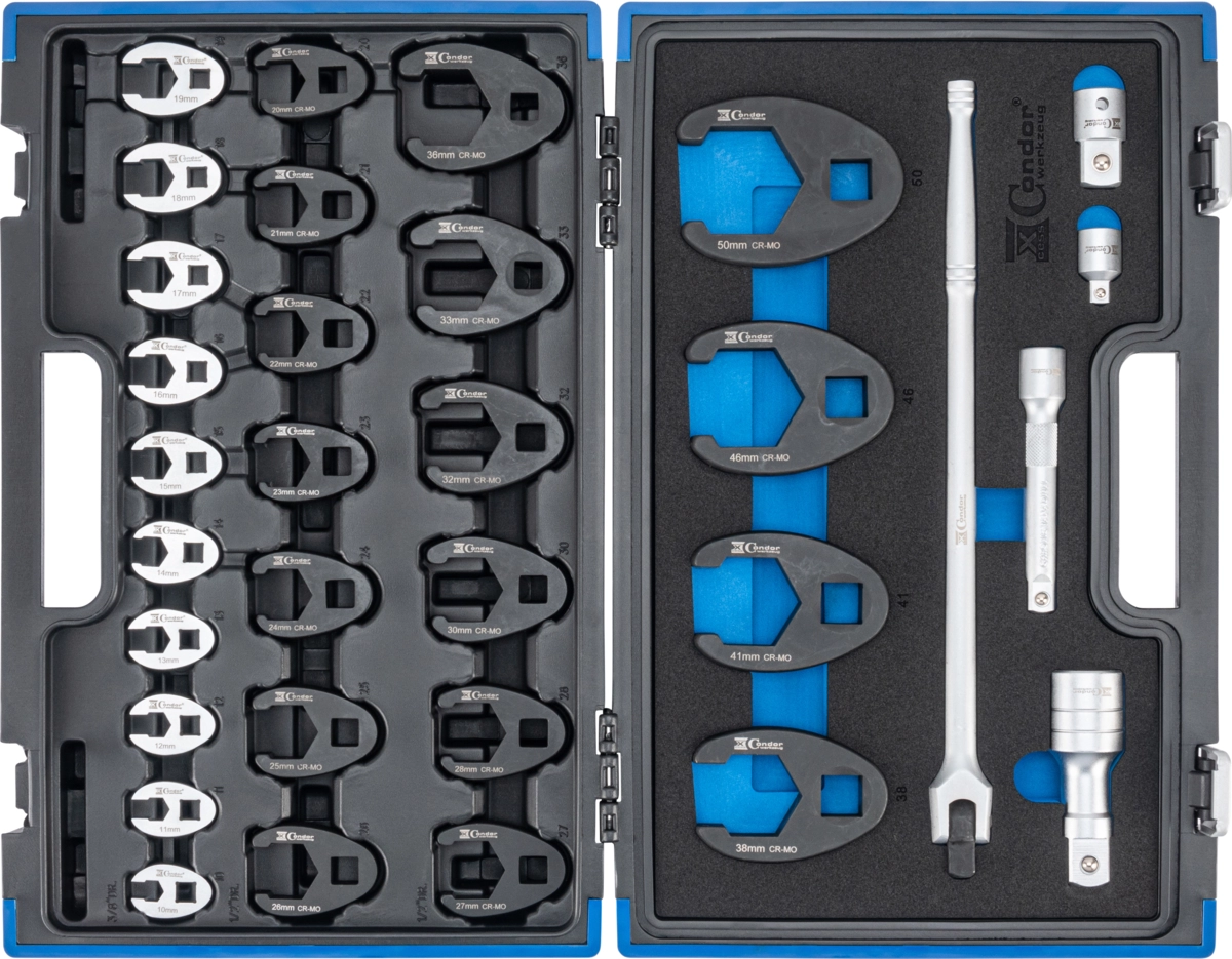 Crow Foot Wrench Set 2/3, 32 pcs., 3/8+1/2+3/4"