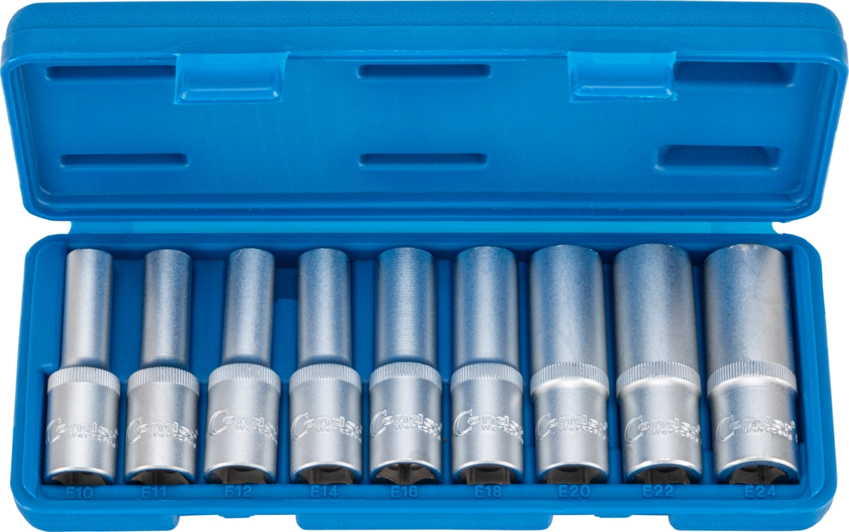 Serie 9 bussole prolungate da  1/2" Torx-E10-24