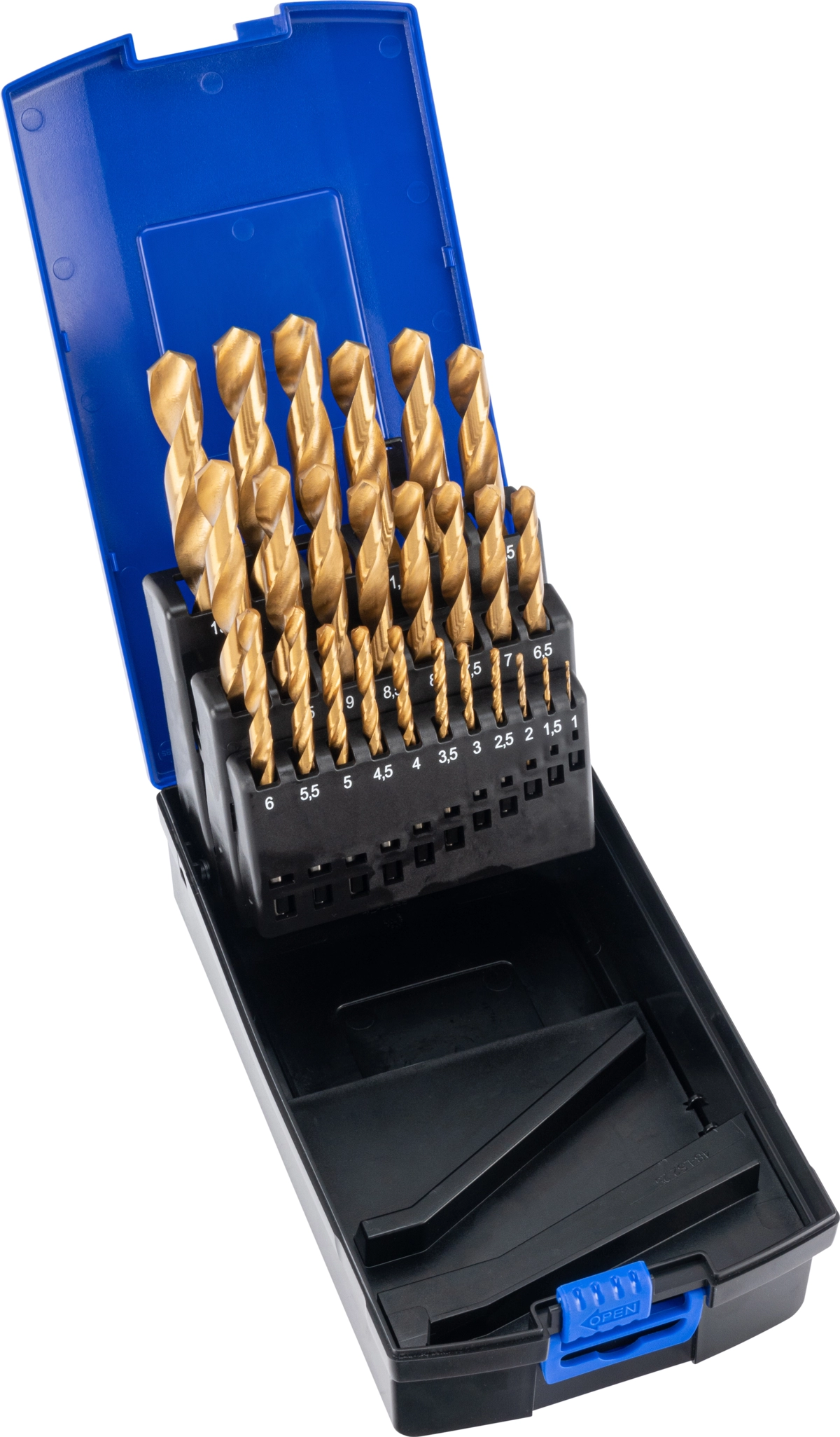 Spiralbohrer-Satz, HSS Titan nitriert, 25-tlg., 1-13 mm