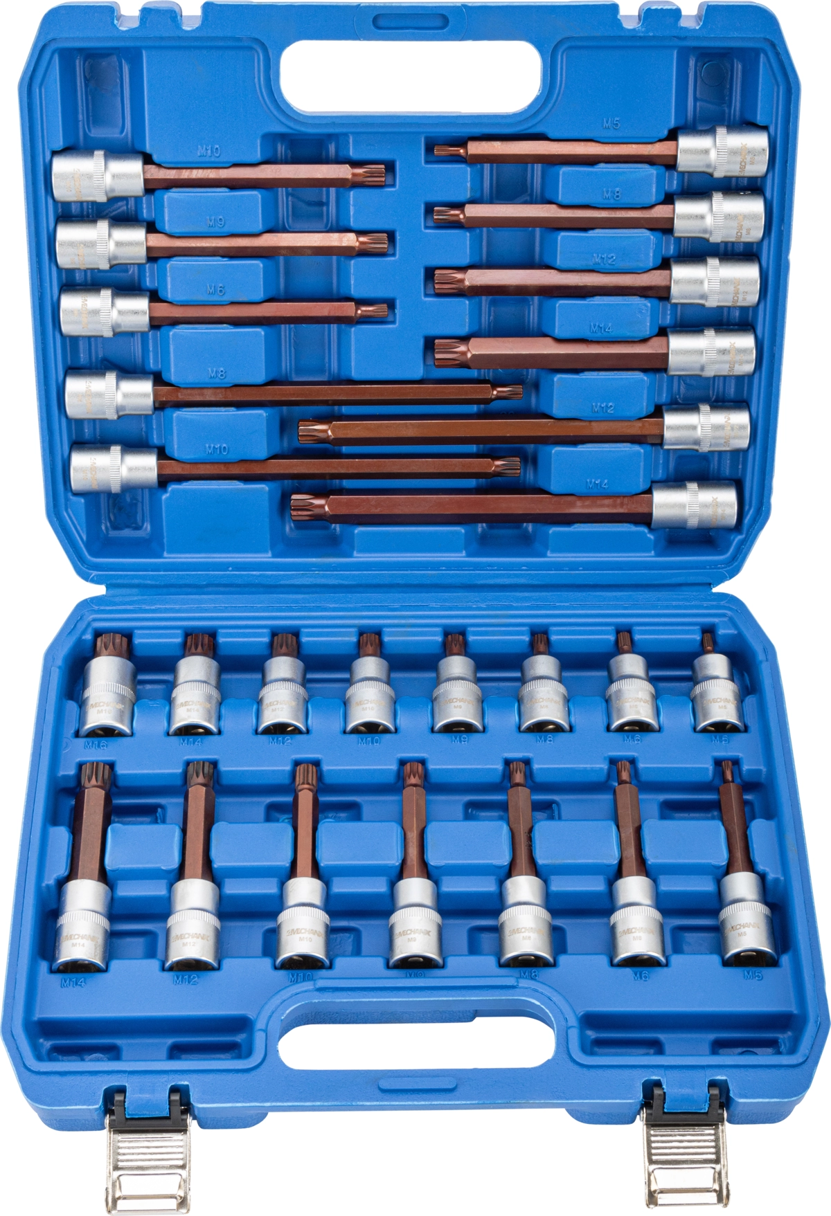 Socket Bit Set, 26 pcs., 1/2", spline M5-16